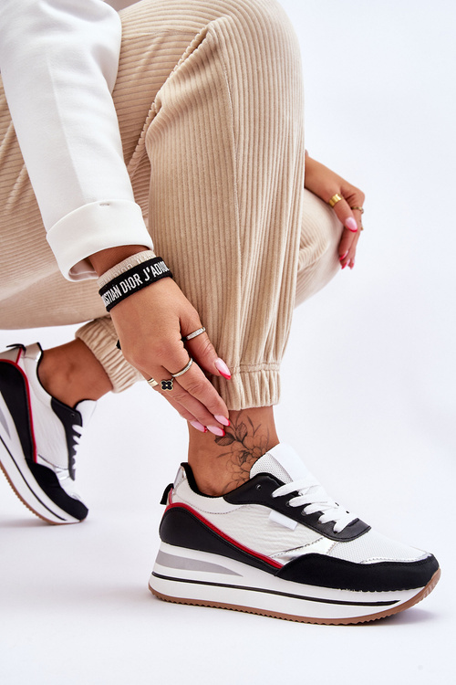 Dámske športové topánky pre klin a biele a biele Allen