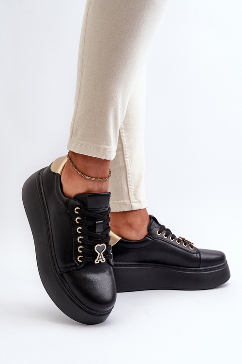 Dámske čierne kožené tenisky na platforme od Vinceza 66700