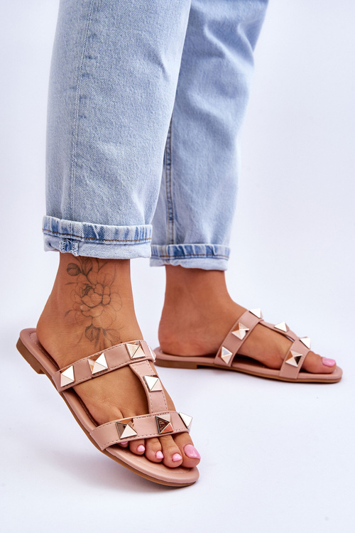 Dámské pantofle s velkými cvočky Nude Mercure