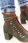 Suede Openwork Boots Maciejka Green 04040-09