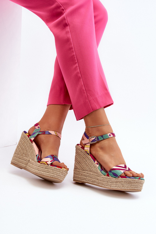 Vzorované sandály na klíně z proutěného proužku v multikolorovém Anihazra