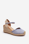 Zamšové sandále espadrilky na platforme s pletením v modrej farbe Raylin