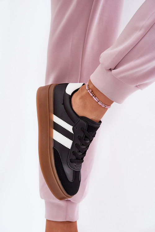 Dámské tenisky na platformě z eko kůže černé Elaraven