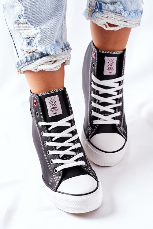 Kožené Klínové Tenisky Sneakers Cross Jeans II2R4025 Cerne