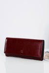 Duży Damski Bordowy Modny Portfel