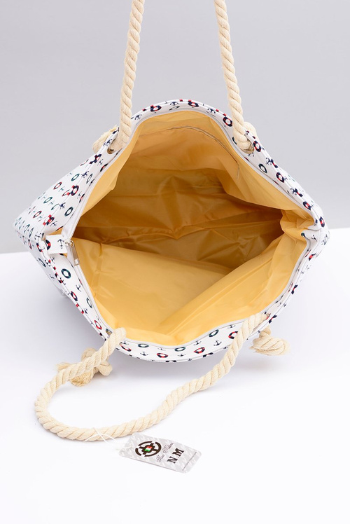 Damska Biała Duża Marynarska Torebka Plażowa