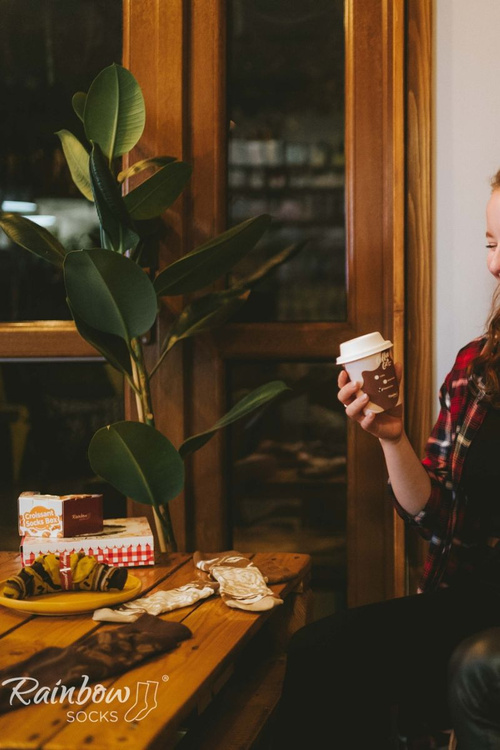 Dúhové ponožky kávové ponožky cappuccino 1 pár