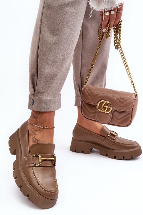 Dámske topánky Loafer s ozdobou khaki peuria