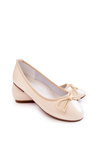 Lakované dětské balerínky s mašlí Beige Cassie