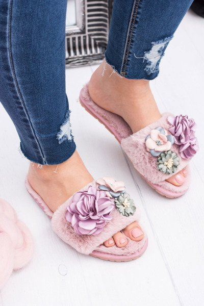Ružové dámske papuče s kvetmi lu Boo kytica
