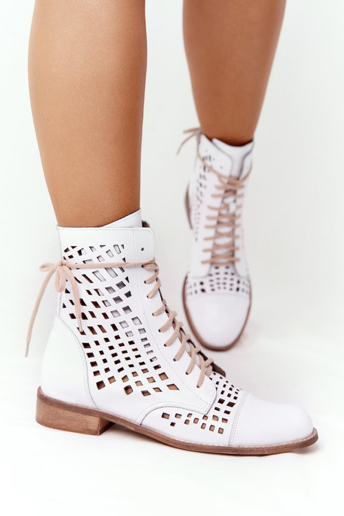 Otvorené kožené topánky Nicole 2627 biela