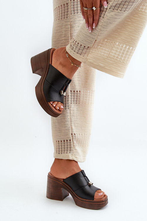 Dámské sandály z eko kůže na platformě a klínu černé Dafira