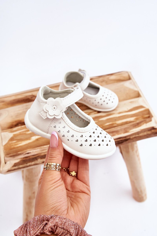 Dětské vysoké prolamované baleríny na suchý zip Bíle Jianna