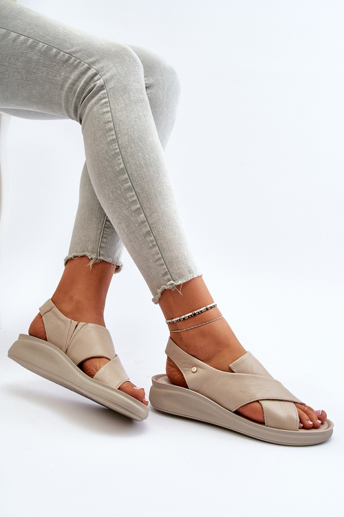 kožené sandály na klínu Černé Morgan