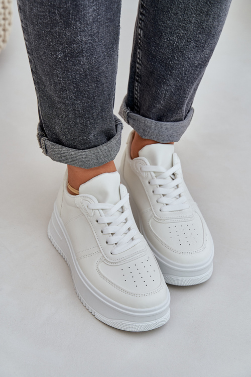 Dámské Tenisky Na Platformě S Dekorativním Šněrováním Bílé Mistra