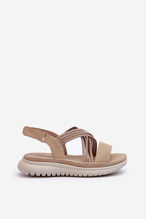 Lehké Dámské Pohodlné Sandály Na Suchý Zip Beige Ceclea