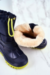 Detské snehové topánky izolované s kožušinou Navy Blue Hot Winter