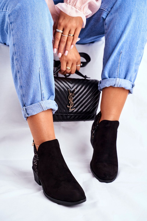 Dámské Kotníkové Boty na nízkém Podpatku Jarní Černé Elizabeth