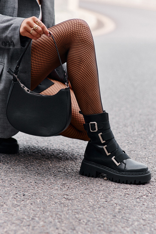 Kožené dámské boty s podšívkou Big Star OO274A256 Černé