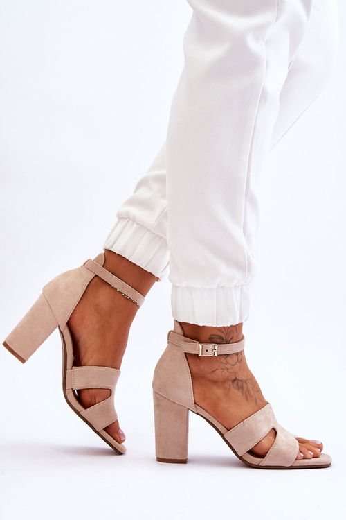 Módní Semišové sandály na vysokém podpatku Béžove Aubrey