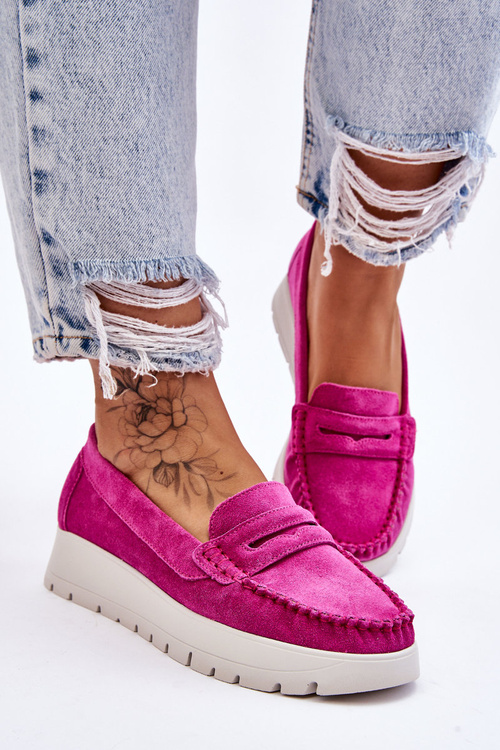 Suede Loafers na platforme Fuksja Lemar Milana