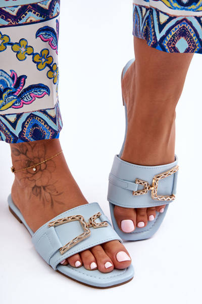 Dámske klasické flip -flops s dekoráciou modrý pôsobivý