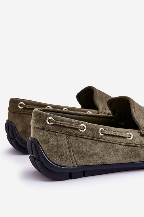 Mužské semišové nástupní mokasíny zelené Rayan