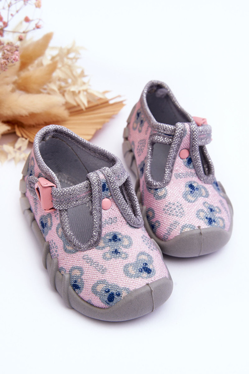 Topánky lesklé papieky befado 110p474 Gray-ružové