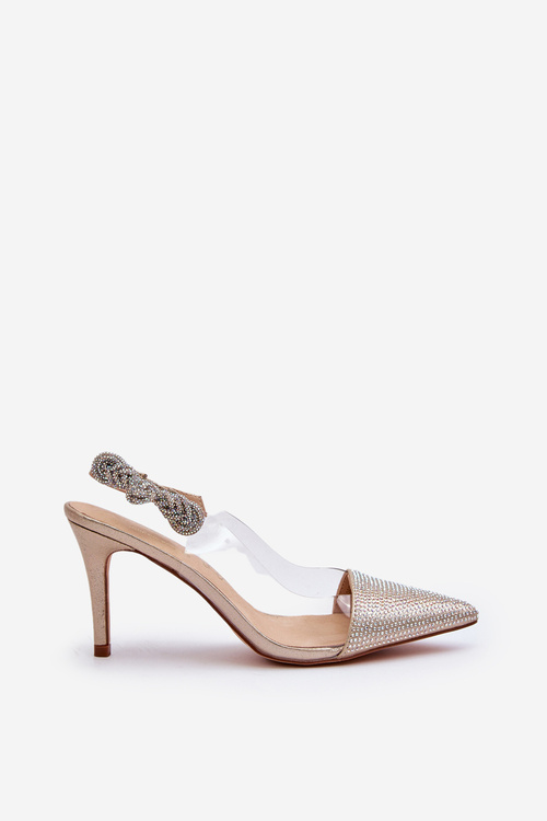 Topánky na vysokom opätku s ozdobou D&A MR1966-11 Zlaté