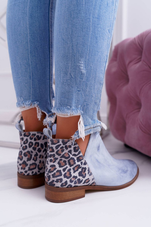 Dámske ploché topánky, jarné kožené modré šialenstvo