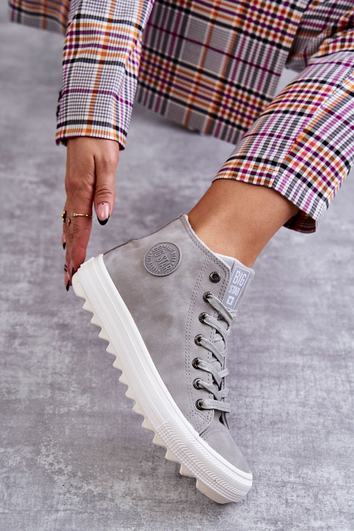 Dámské Tenisky Big Star Vysoké Zateplené Šedé EE274114