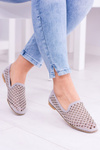 Lu Boo Gray Openwork Balerinas Lords Carmar Studs