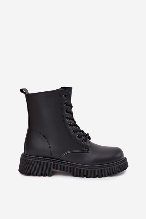 Kožené botky worker s teplou podšívkou na zip černé Elosie