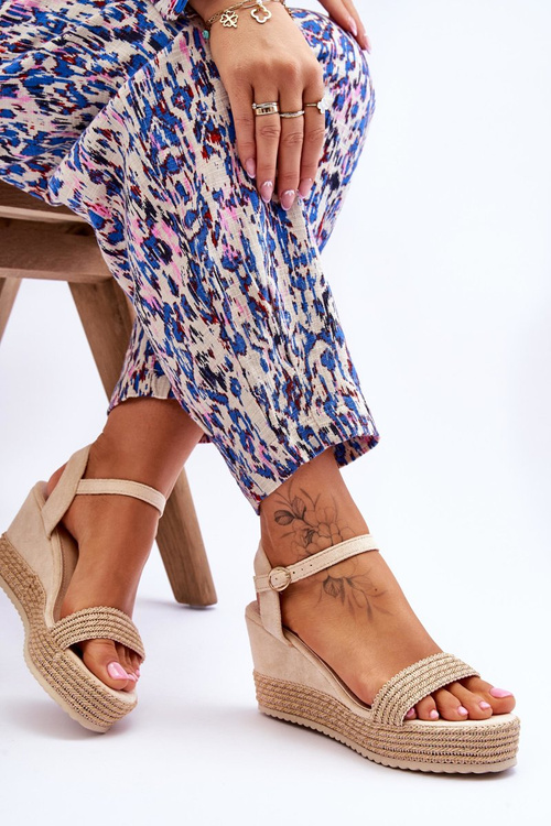 Klasické dámské sandály na klínu Béžove Malmo