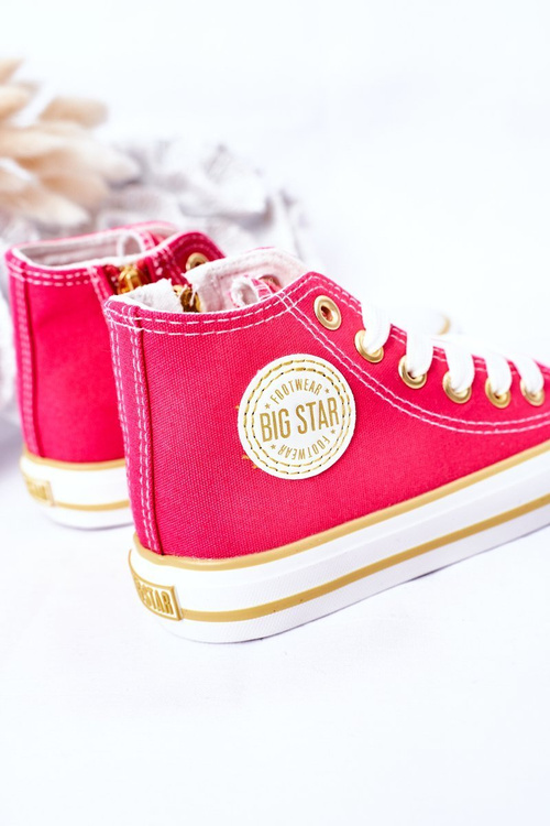 Detské vysoké tenisky s veľkou hviezdou HH374137 Pinker Slider