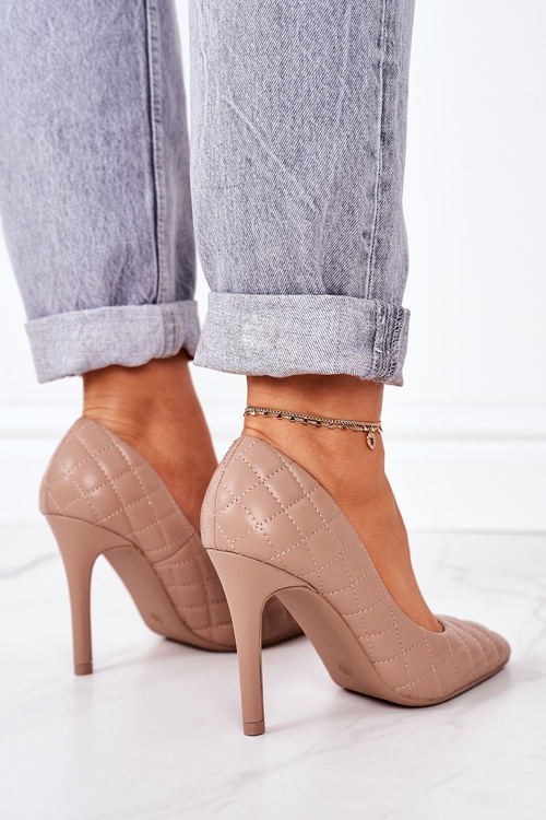 Elegantní Prošívané Lodičky Na Jehlovém Podpatku Světle Hnědá Rosanna