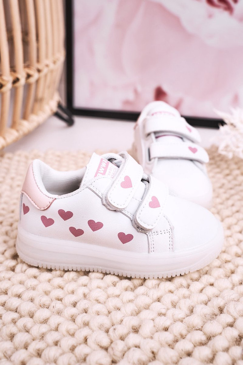 Detské športové topánky s žiariacou jedinou LED bielym a ružovým boomerom