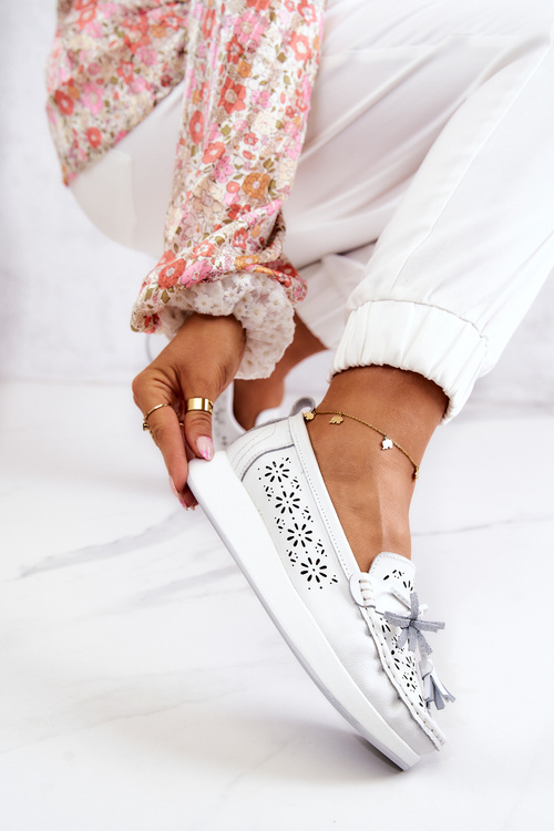 Dámské prolamované mokasíny Na platformě Bílé Louise