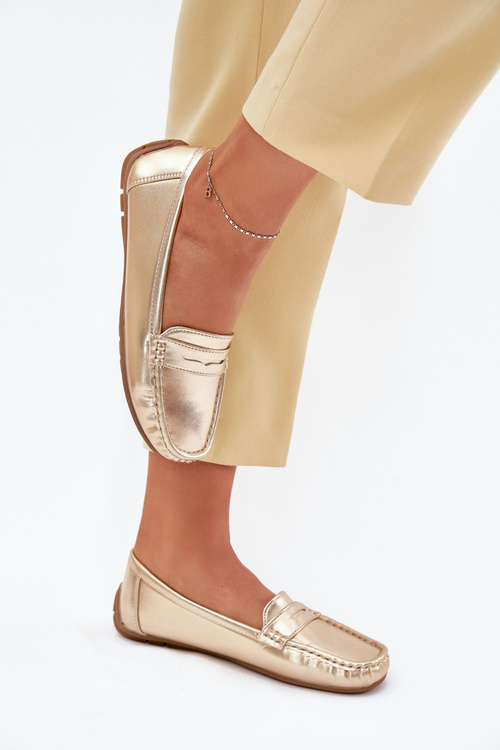 Dámské Eko Kožené Mokasíny Zlaté Lenvie