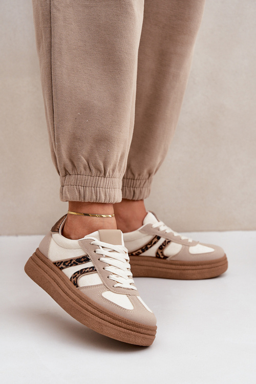 Dámské Sneakersy Na Platformě Béžové Lesida