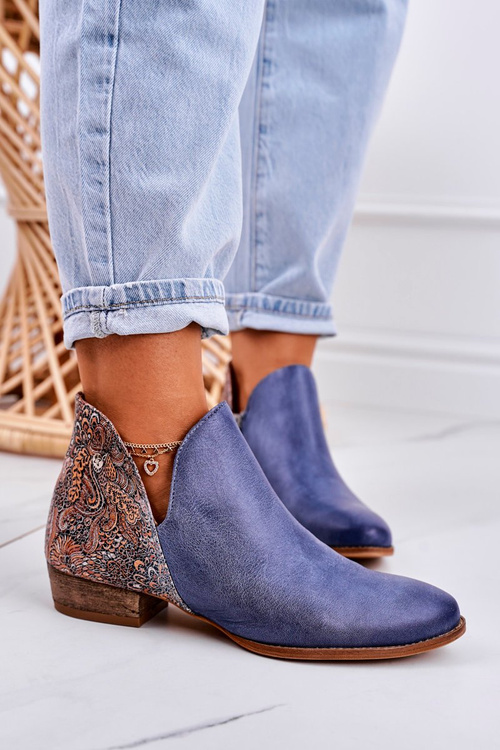Dámska koža Maciejka Navy Blue Boots 04091-27