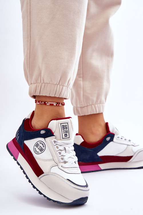 Kožené tenisky Memory Foam System Big Star LL274369 bílo-červené