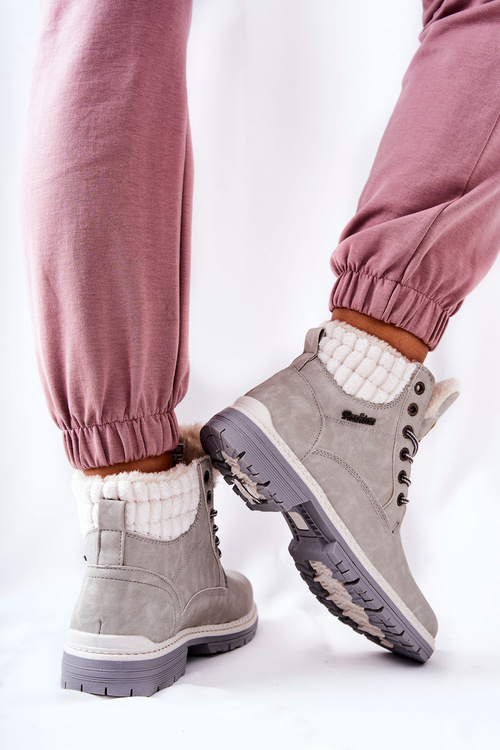 Kožené zateplené trapery Světle šedá Laralis