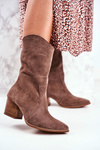 Dámske vysoké podpätky Nubuk cappuccino Nicole 2580 Koža