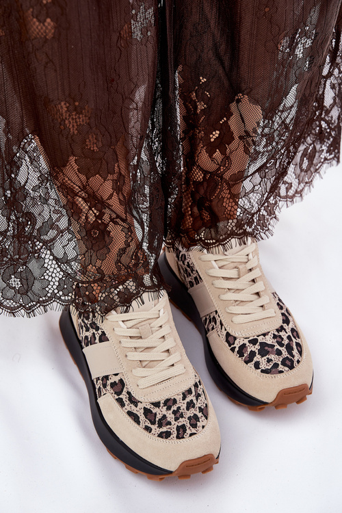 Zamatové Dámske Sneakers Na Platforme Panther Vinceza 66793 Béžové