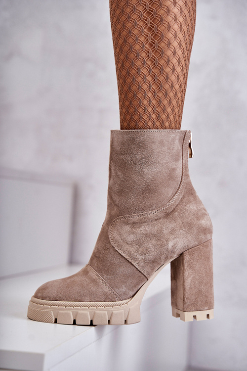 Semišové vysoké podpätky beige elia