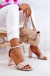 Kožené Sandály Na Postu béžove Lorelei 