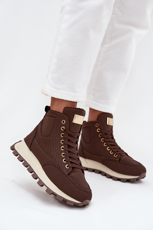 Zateplené dámské trapery na platformě hnědé Marivira