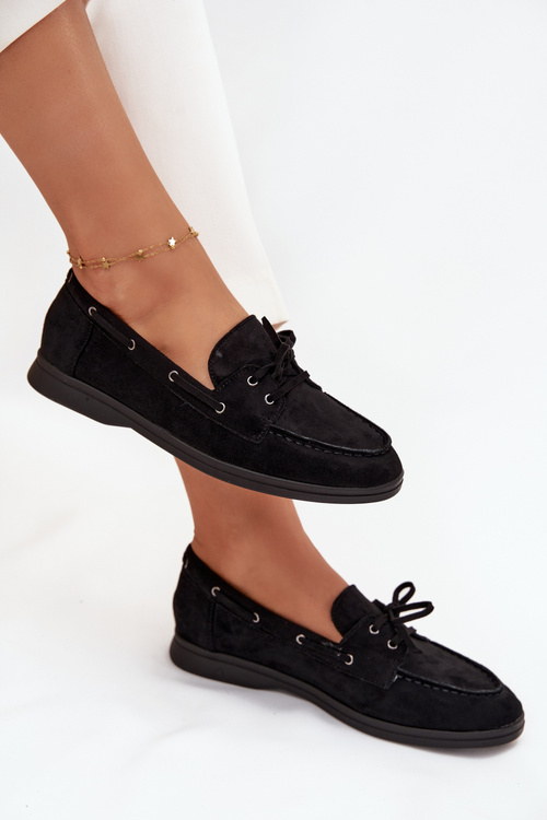 Polobotky Mokasyny Dámské Ploché S Šněrováním Černé Zalina