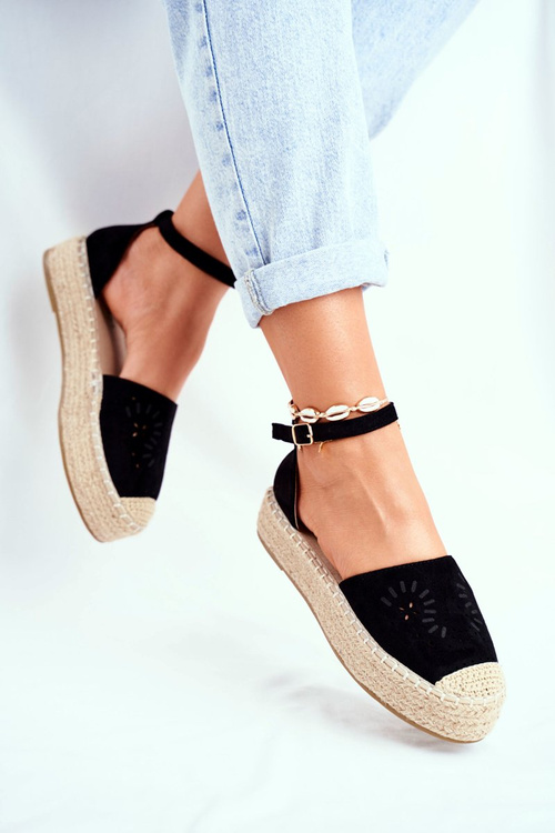 Dámske espadrilly na platforme Čierna Palermo Linen